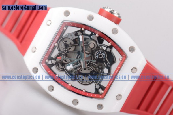Richard Mille RM 055 Best Replica Watch Steel Skeleton Red Rubber - Click Image to Close